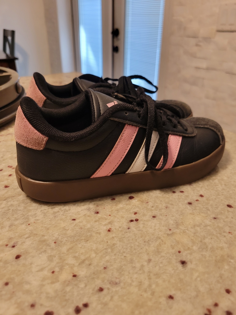 adidas Black Sneakers with Pink and White Stripes